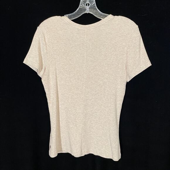Travis Mathew Come Alive Rib U-Neck Tee in Heathered Beige Modal L - Picture 6 of 6